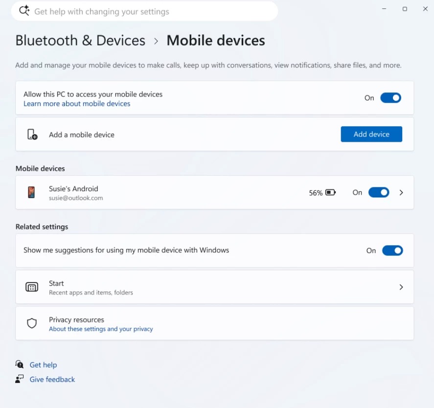 Windows 11 mobil cihaz
